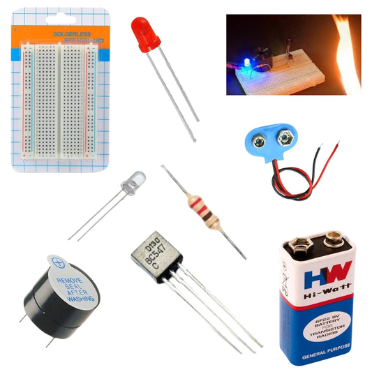 Fire Alarm Circuit Kit DIY | BC547 Transistor Electronics Project Kit for School Science Fair | Fire Detector Sensor Buzzer Alarm Kit for Students Learning STEM Projects