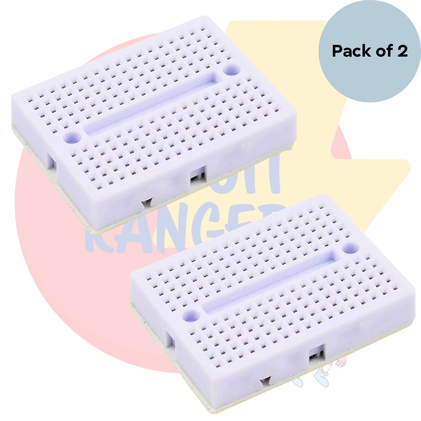 Circuit Ranger 170 Point Mini Solderless Breadboard – Reusable Prototype Mini Bread Board with Adhesive Back for Arduino, ESP32, Raspberry Pi, STEM DIY Electronics Projects - Pack of 2