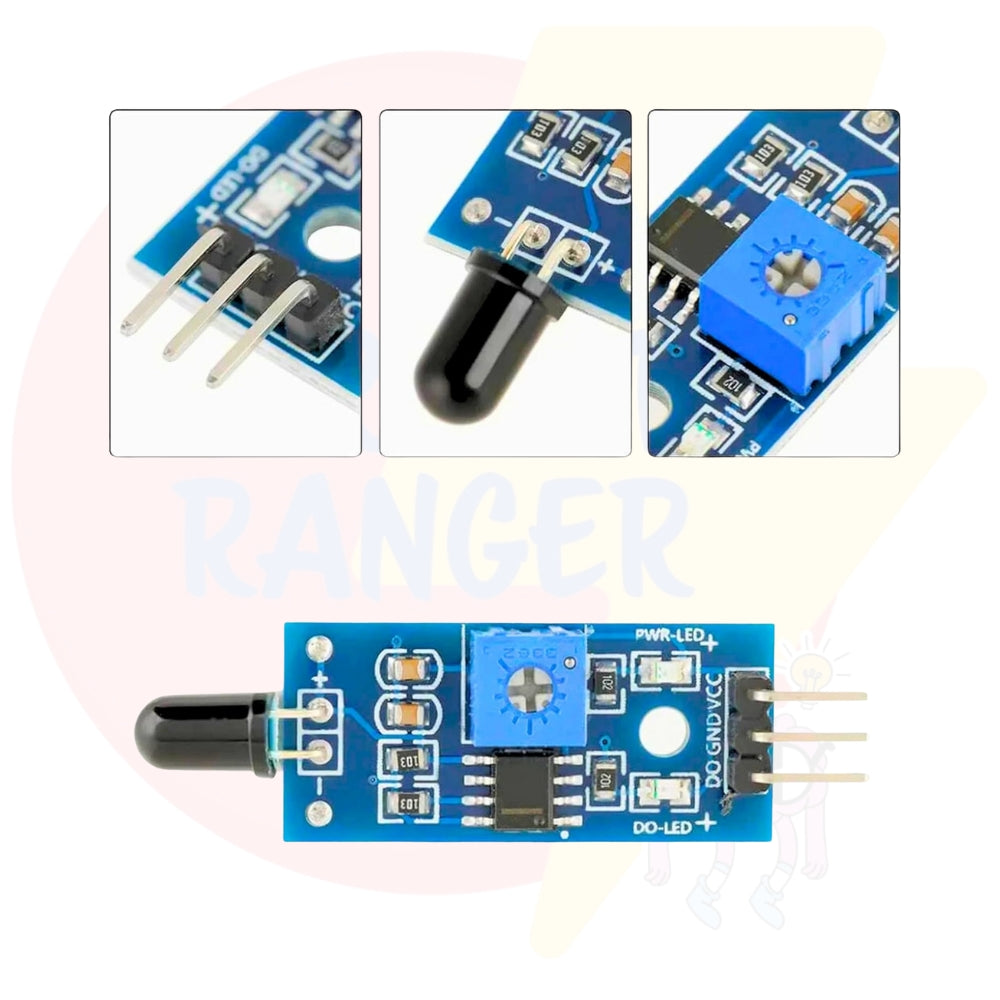 IR Flame / Fire Detection Sensor Module – Infrared Flame Sensor for Arduino & Fire Alarm Projects