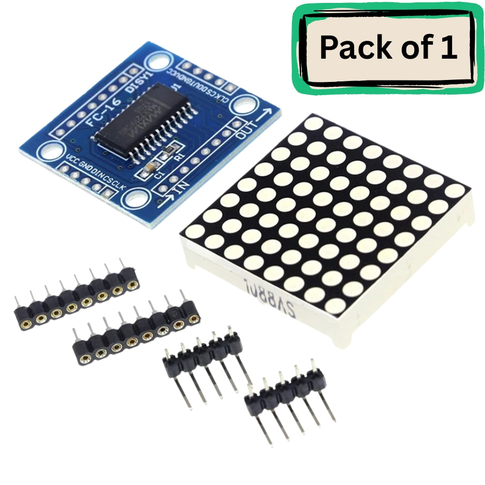 MAX7219 8×8 Dot Matrix LED Display Module – SMD Driver IC, Arduino Compatible SPI Controlled, Cascadable Matrix Panel Display for DIY Electronics, Raspberry Pi & Microcontrollers