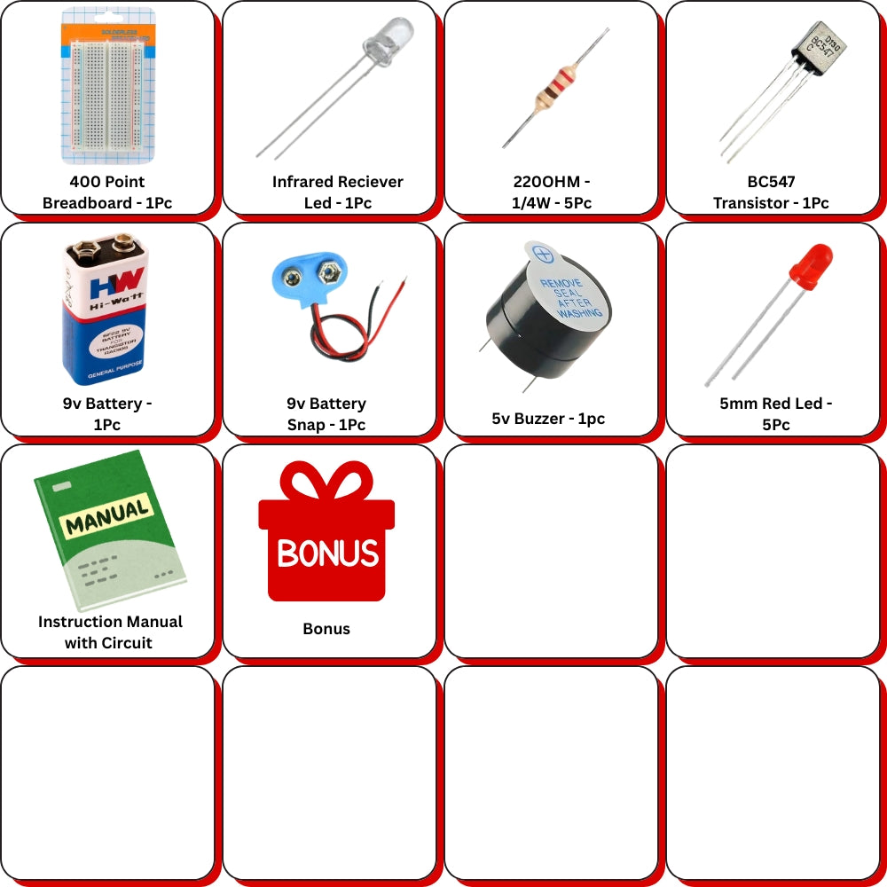 Fire Alarm Circuit Kit DIY | BC547 Transistor Electronics Project Kit for School Science Fair | Fire Detector Sensor Buzzer Alarm Kit for Students Learning STEM Projects