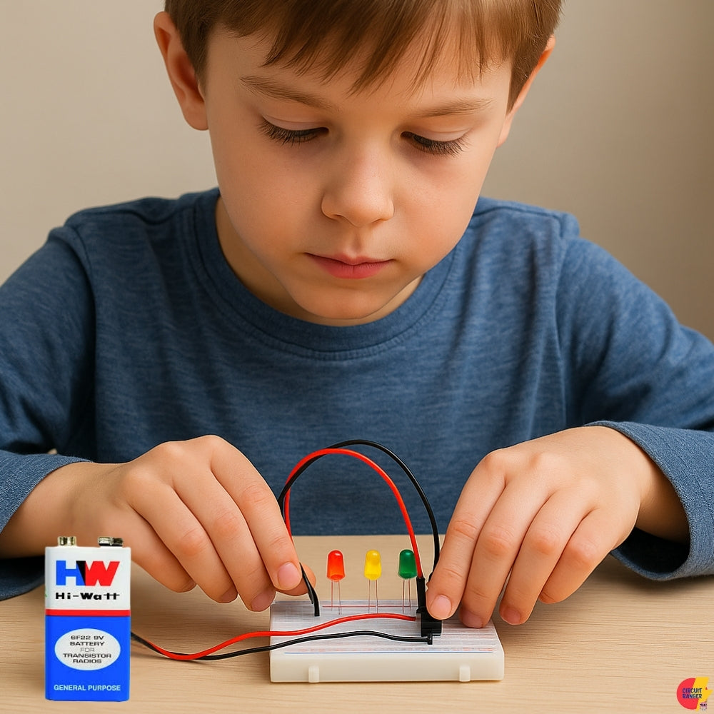 Simple LED Circuit Kit for Beginners | DIY Electronics Learning Kit, Educational Project Kit with Breadboard, LEDs, Resistors, Battery & Wires