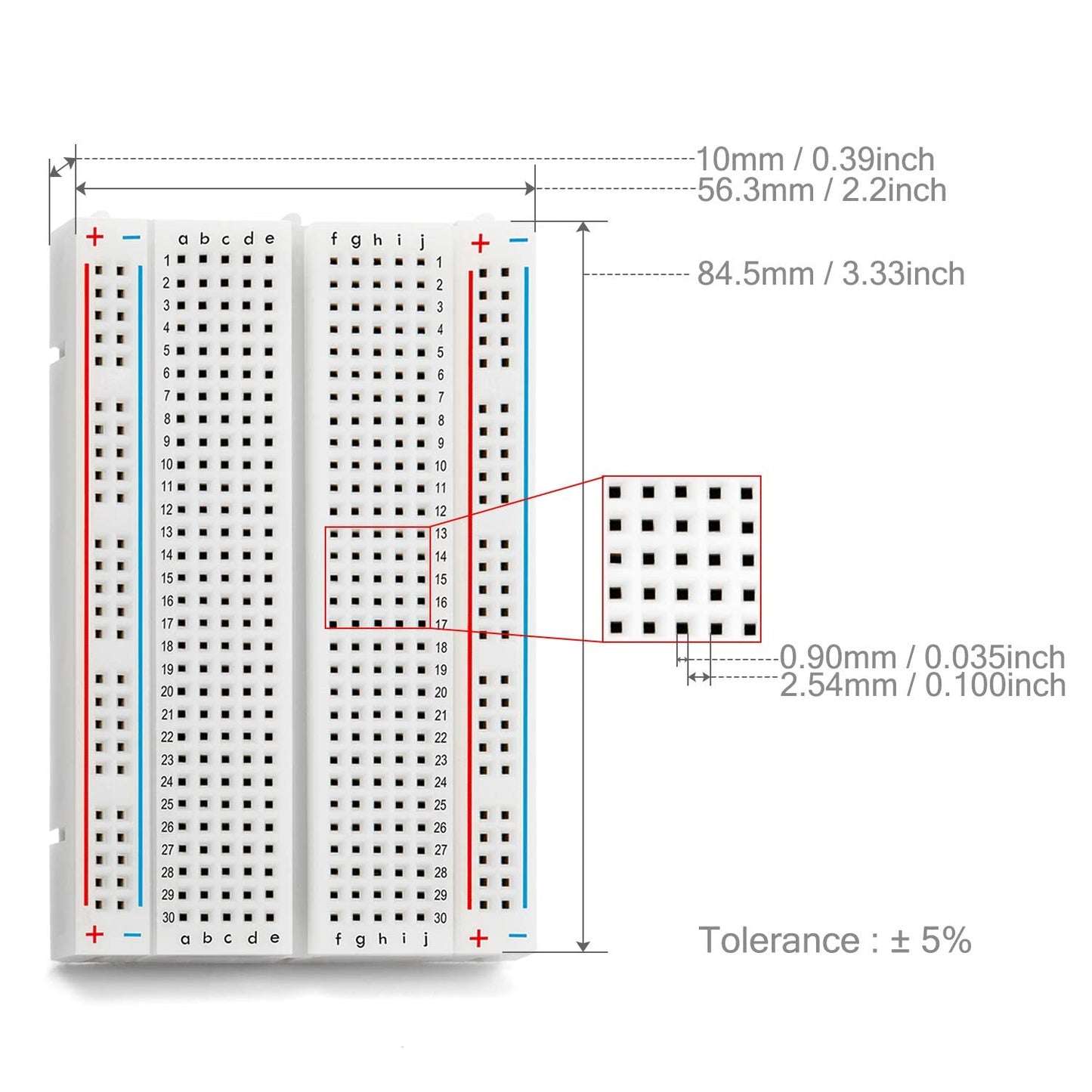 400 Point Mini Breadboard for Electronics Prototyping - Pack of 2
