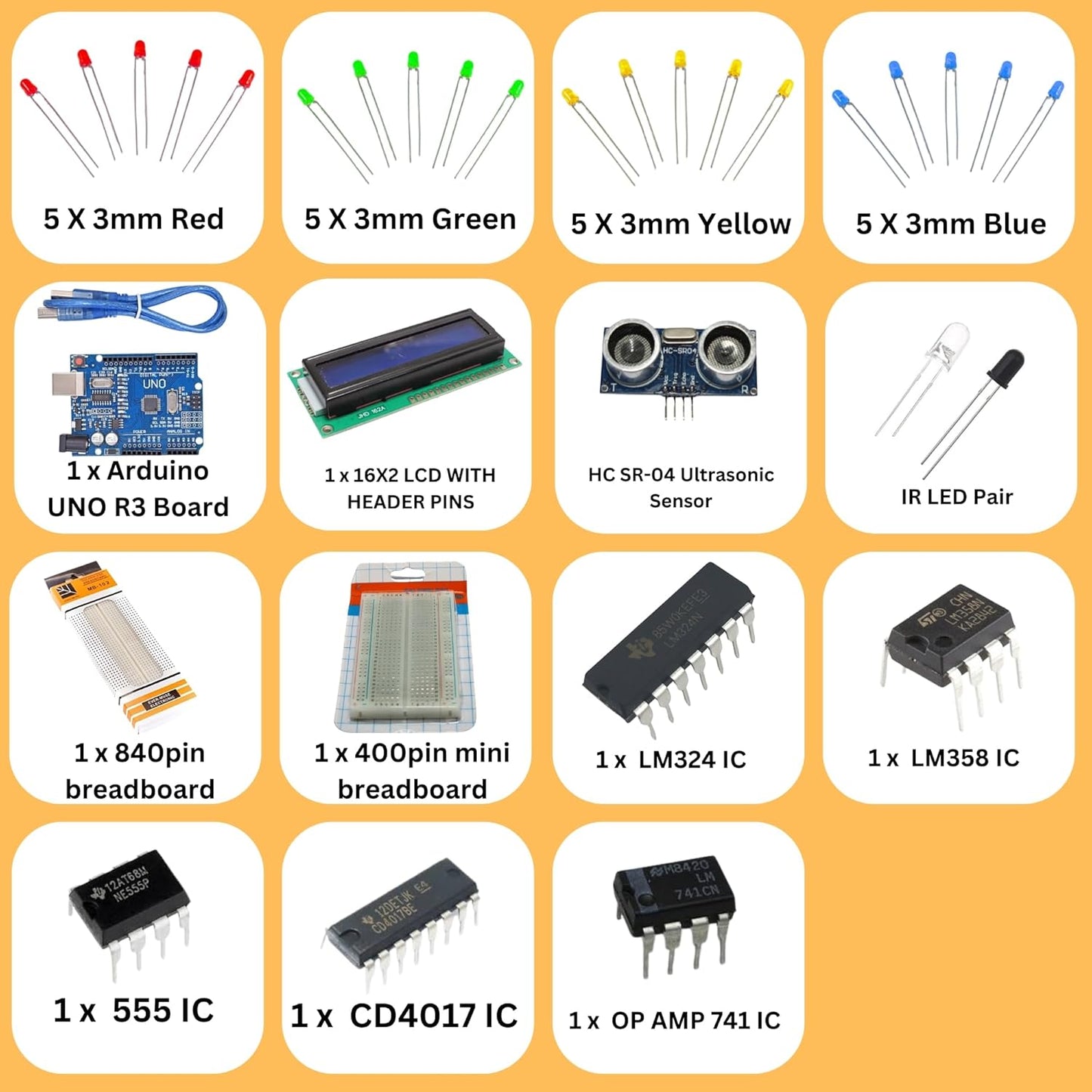 Electronic components kit with UNO R3 board - 250+ electronic kit for diy & prototyping projects