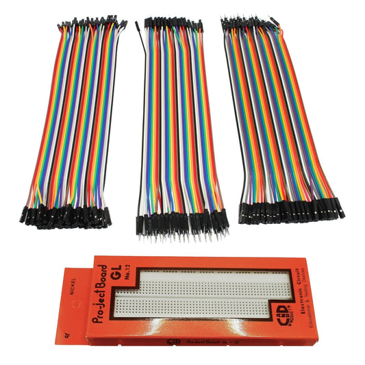 Solderless Breadboard with Jumper Wires Kit – F-F, M-F, M-M (Prototyping Pack)
