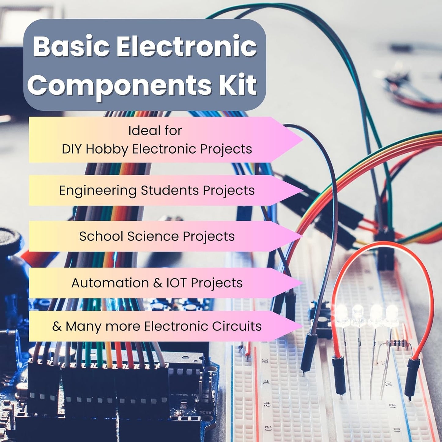 Electronic components kit - Breadboard with 350+ components electronics kit