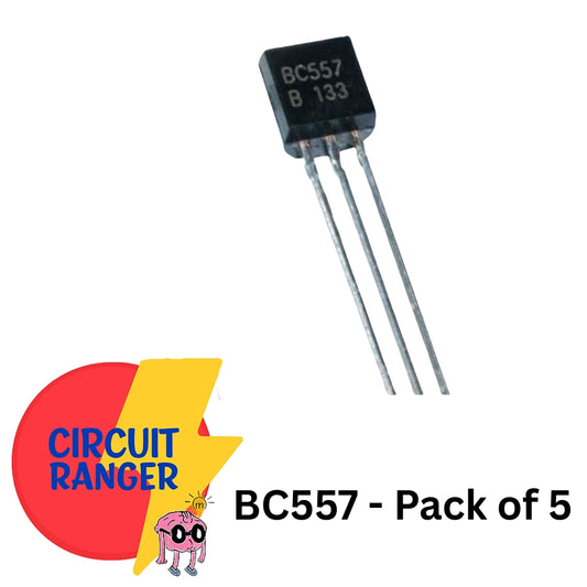 BC557 PNP Transistors – General Purpose Low Power Amplifier/Switch | Pack of 5