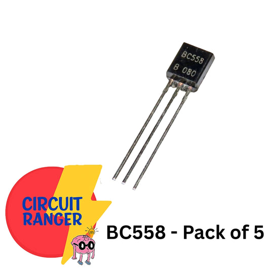BC558 PNP Transistors – Low Noise General Purpose Amplifier/Switch | Pack of 5