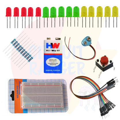 Simple LED Circuit Kit for Beginners | DIY Electronics Learning Kit, Educational Project Kit with Breadboard, LEDs, Resistors, Battery & Wires