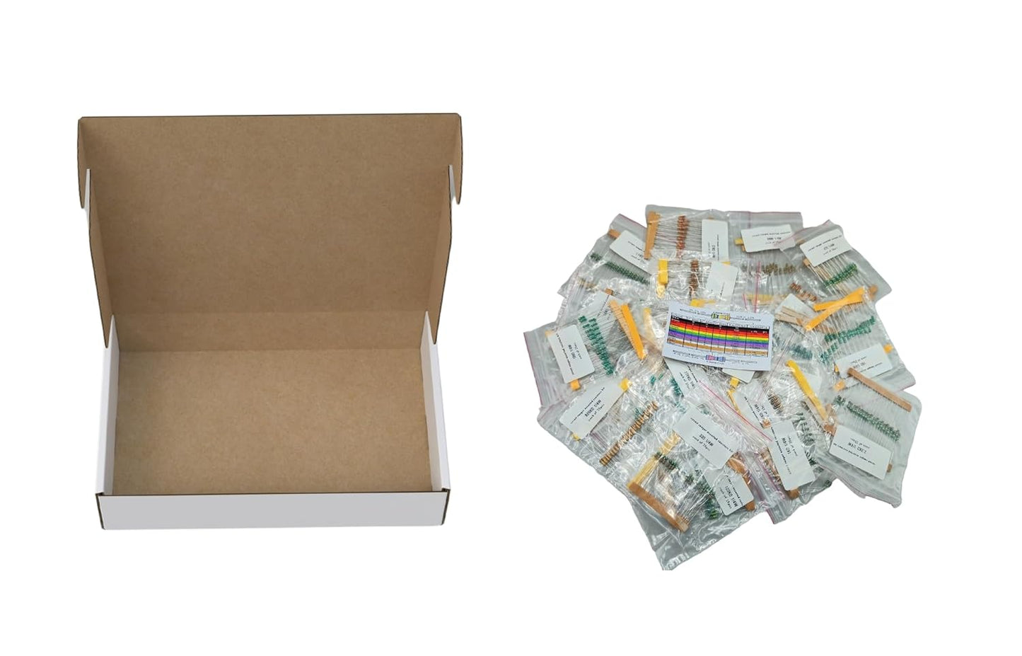 Assorted Resistor Kit - 500 Pieces, 20 Values, 1/4 Watt