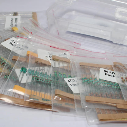Assorted Resistor Kit - 500 Pieces, 20 Values, 1/4 Watt