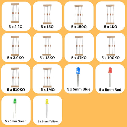 100+ Components Beginner Kit With UNO R3 Board With Breadboard