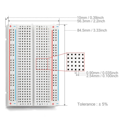 400 Point Mini Breadboard for Electronics Prototyping - Pack of 2