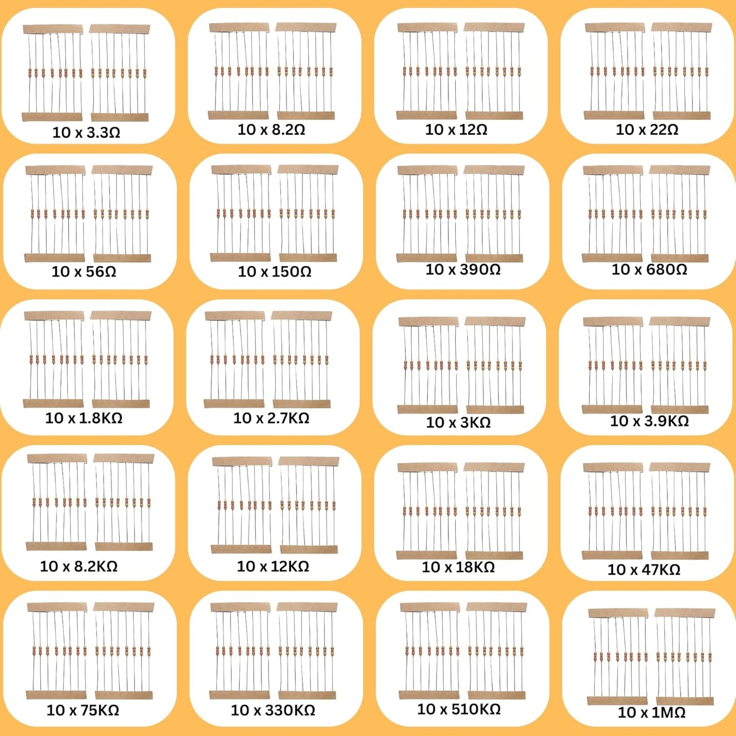 340+ Electronic components kit - For DIY Projects - small prototyping projects - science projects | Resistors, Capacitors & Transistors kit (Without Breadboard, 9v battery & snap)