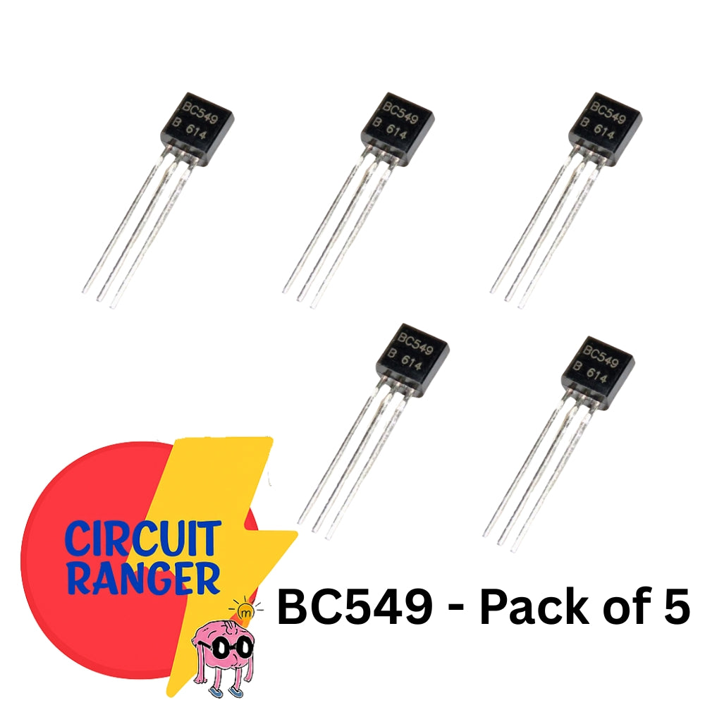BC549 NPN Low Noise General Purpose Transistor – Pack of 5 (TO-92, 30V, 100mA)