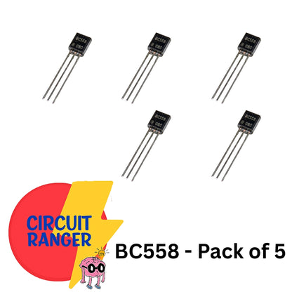 BC558 PNP Transistors – Low Noise General Purpose Amplifier/Switch | Pack of 5