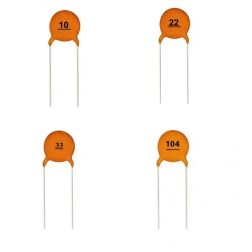 Ceramic Disc Capacitor Combo Kit (Pack of 80), 10pF 22pF 33pF 104 (100nF), for Arduino DIY Electronics STEM Projects & Repair Work