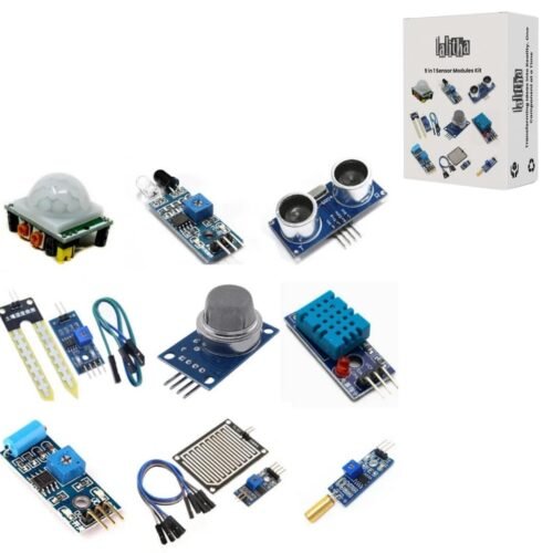 9 in 1 Sensor Module Kit Compatible with Arduino Uno R3, Mega, Nano, Raspberry Pi | Electronic Kit with Sensors for breadboard & prototyping Projects