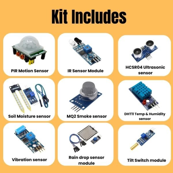 9 in 1 Sensor Module Kit Compatible with Arduino Uno R3, Mega, Nano, Raspberry Pi | Electronic Kit with Sensors for breadboard & prototyping Projects