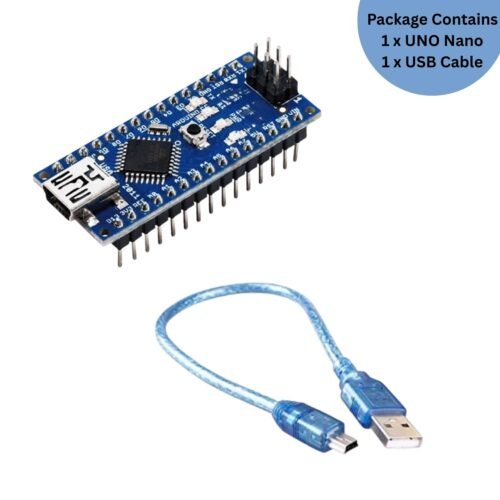 Nano v3 Board compatible with Arduino | Uno Nano board Comes With Soldered Pins & USB Cable | Useful for Robotics Kit, DIY Projects, Engineering Projects