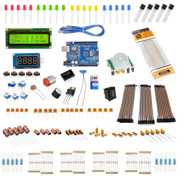 UNO 21 in 1 Starter Kit Compatible with uno r3 Board | Electronic Component Starter kit with UNO R3 Board Breadboard kit Ideal for DIY Hobby Electronic Projects